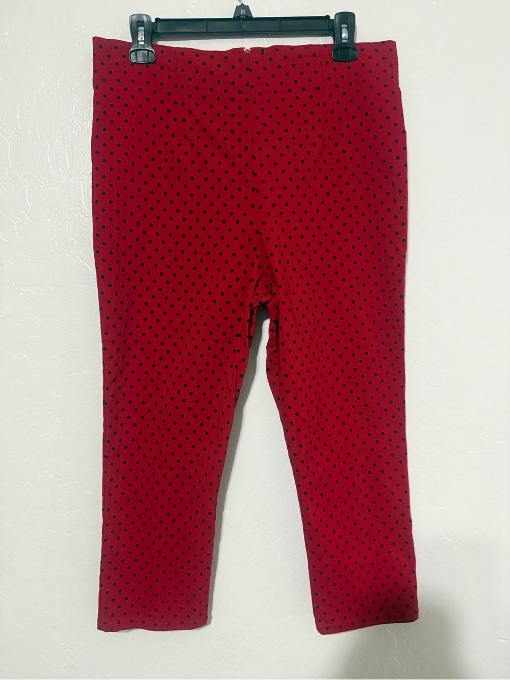 Hell Bunny Red Capri Leggings with Black Polka Dots